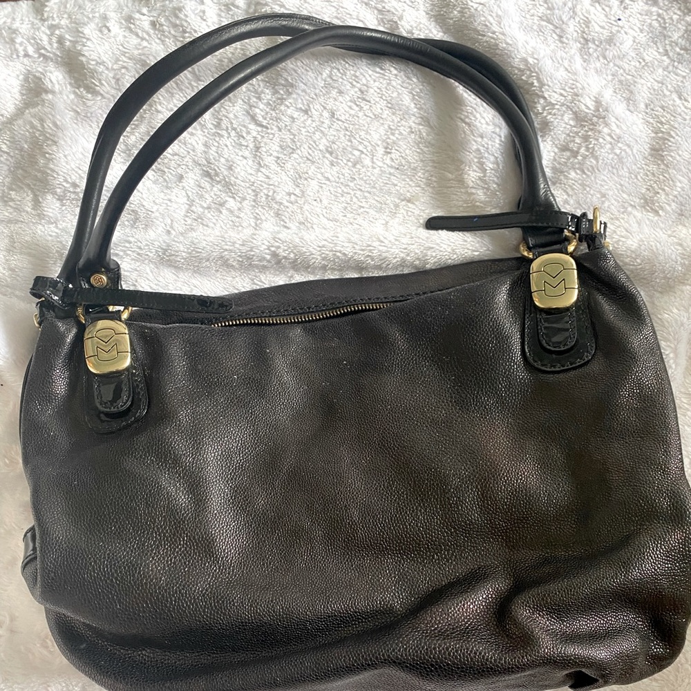 Marino Orlandi shimmer black tote. Genuine leather